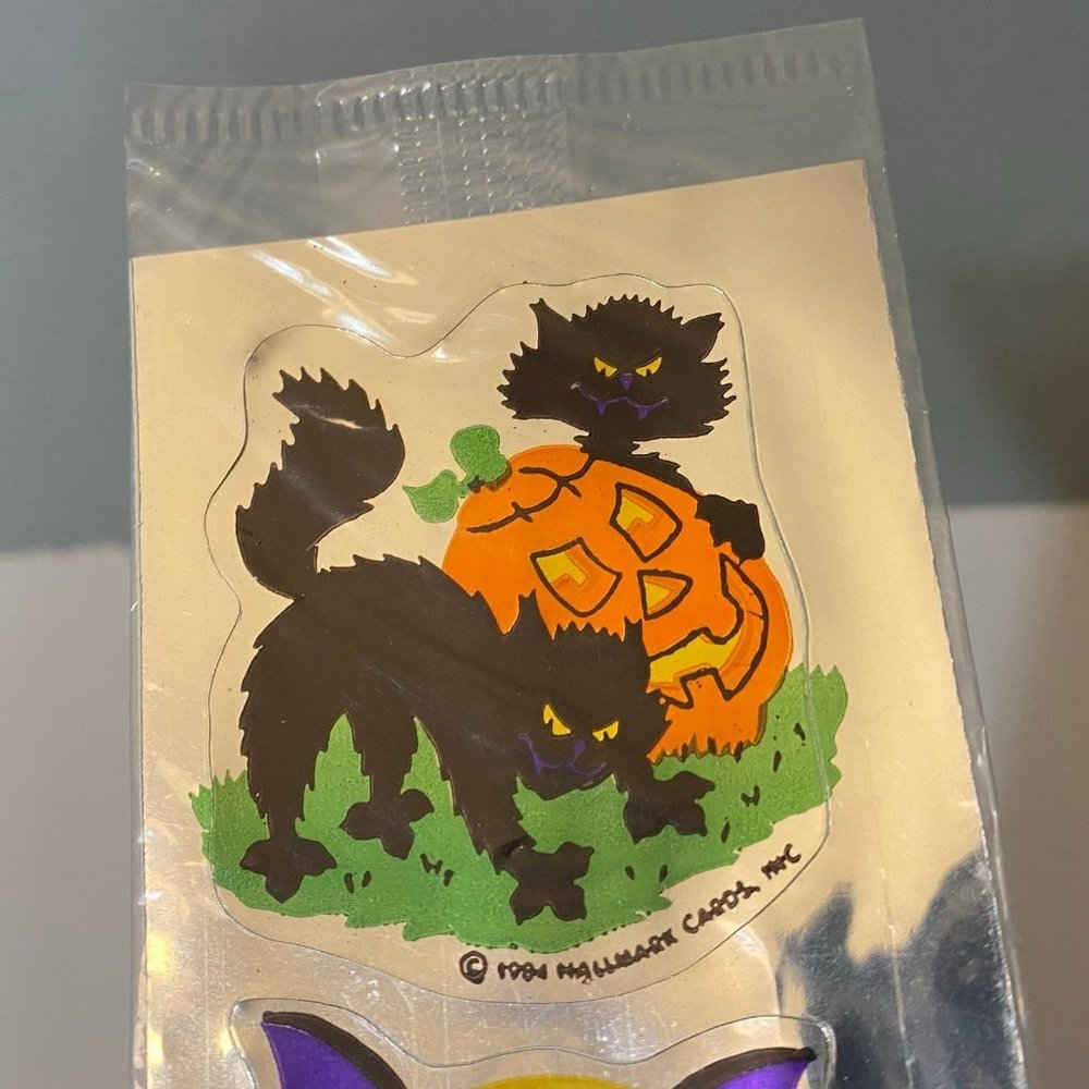 Vintage Halloween Stickers Pumpkins Cats American Greetings Gibson Hallmark - Picture 6 of 12